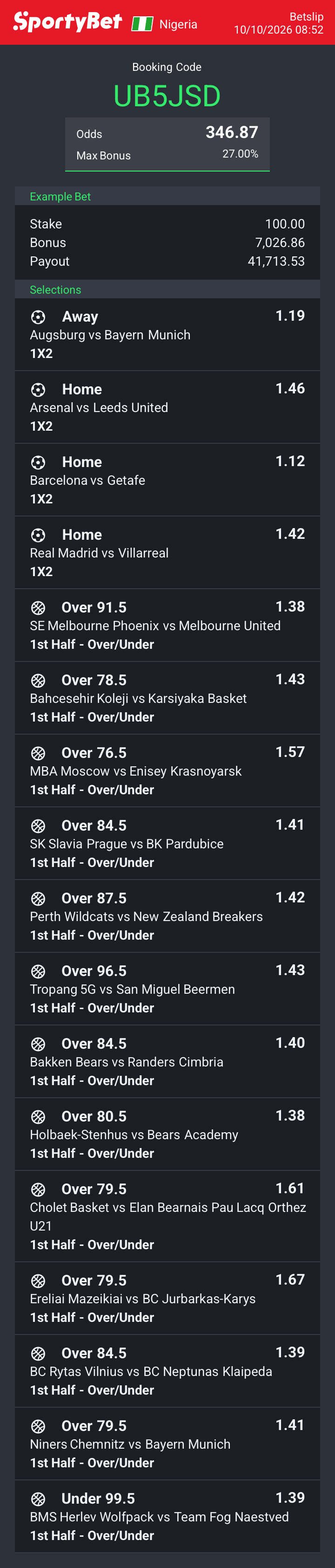 334 Odds bet code today